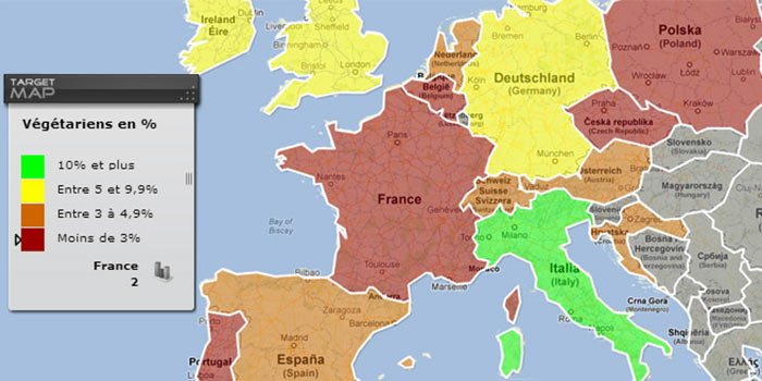 Carte des végétariens en Europe